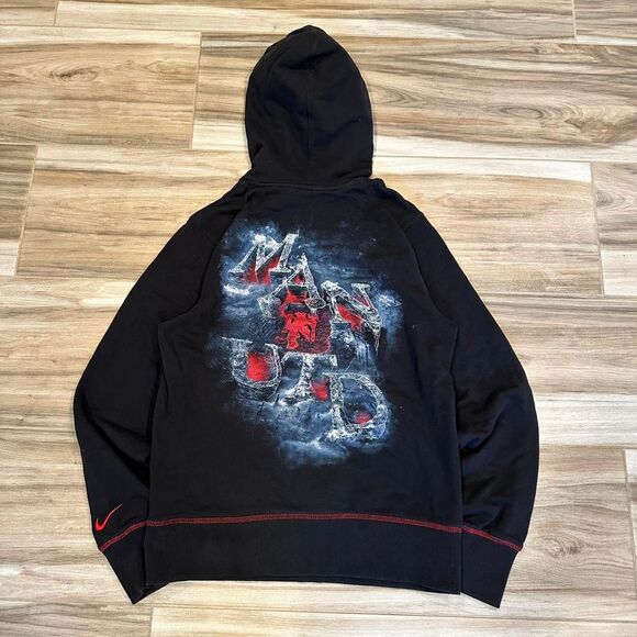Y2K Manchester United Nike Men's Black Hoodie - Picture 1 of 6